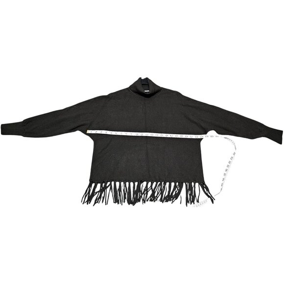 Carmen Marc Valvo Womens XL Fringe Hem Turtleneck Sweater In Dark Olive Green Vi - Picture 7 of 7